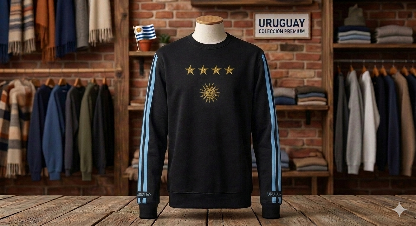 Buzo Uruguay Urban — Rayas Celestes