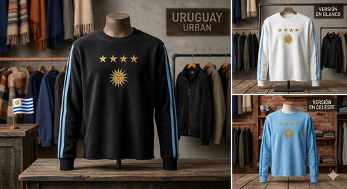 Buzo Uruguay Urban — Rayas Celestes